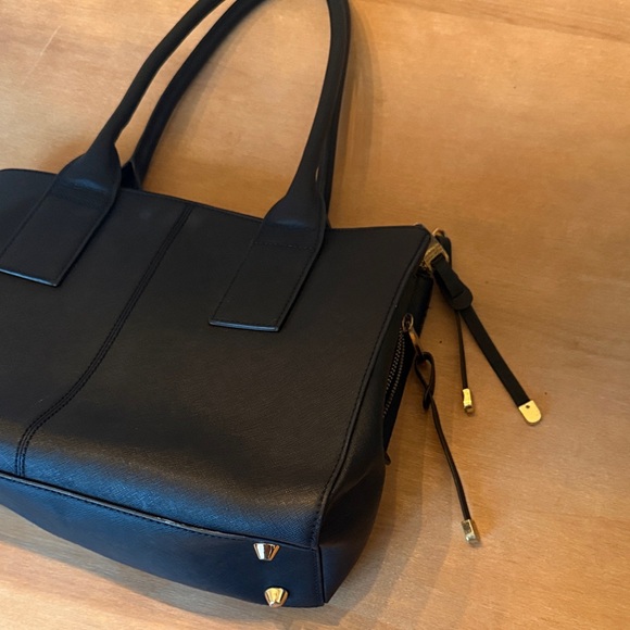 badgley mischka vegan leather handbag black classic black tote. - Picture 2 of 8